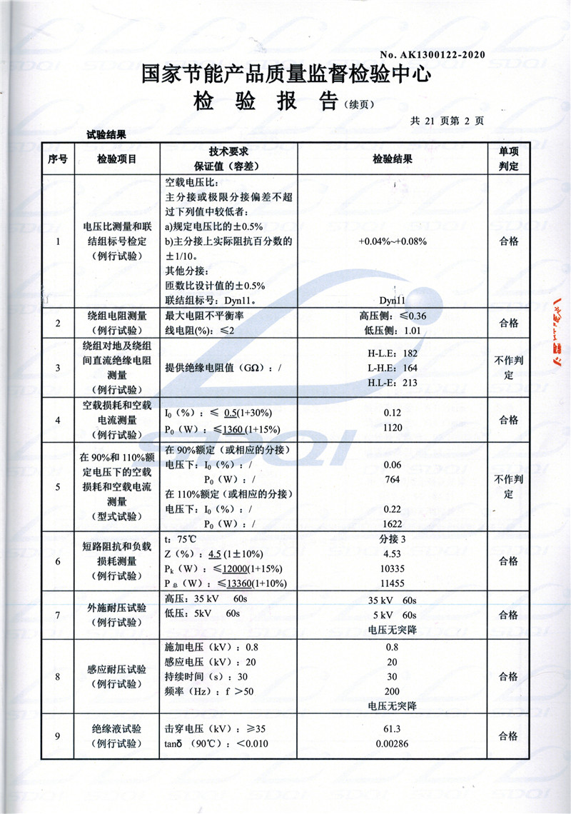 高低压试验报告-S11-1250普兰店普兰店普兰店油浸式变压器-2.jpg